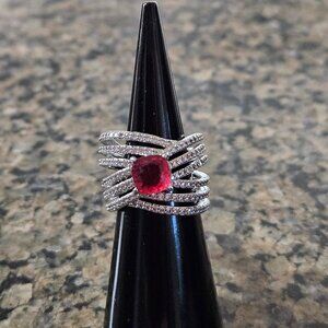 Bomb Party RBP7745 "She's Pure Glamour" Ruby Fused with Genuine Quartz Sz 5